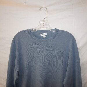 Reiss Womens Merino Wool Blue Fine Knit Crew Fitted Long Sleeve Sweater M